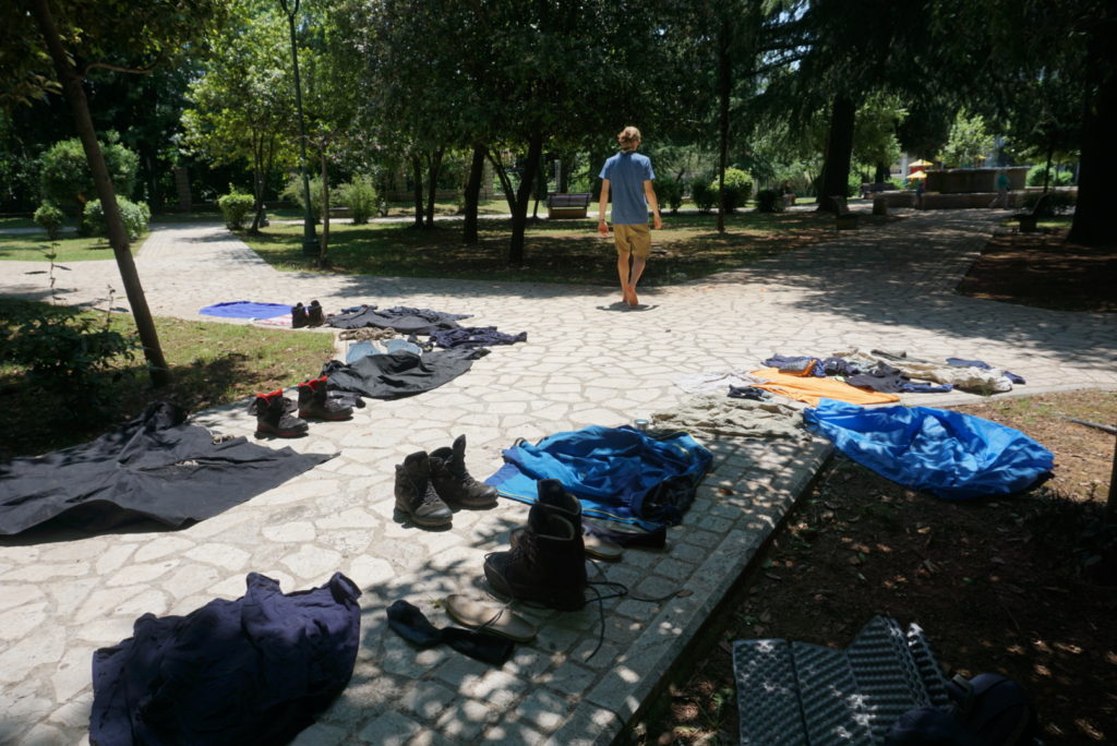 Wäschetrocknen im Park